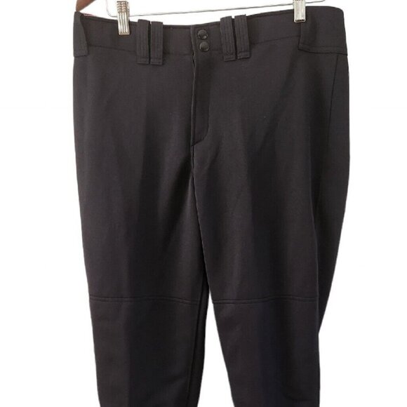 Mizuno Navy Blue Womens Size L Softball Crop Pants Elastic Bottom Belt Hoops - Picture 1 of 6